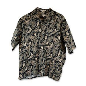 Pierre Cardin Mens Hawaiian Camp Shirt SZ XL Short Sleeve Palm Trees 100% Cotton